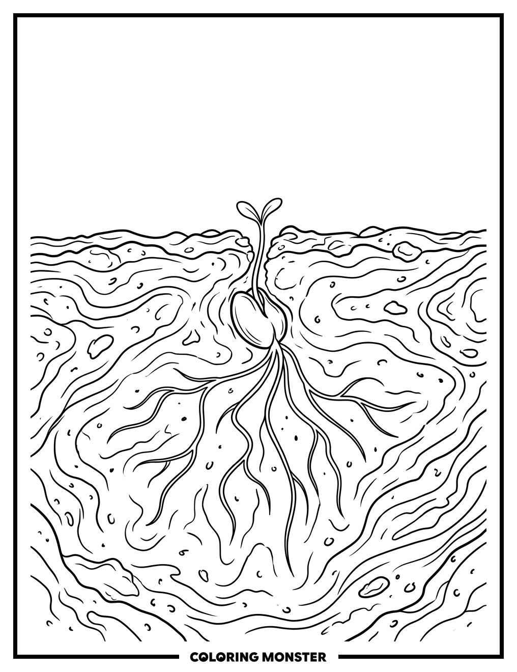 Seedling Sprouting in Rich Soil Coloring Page