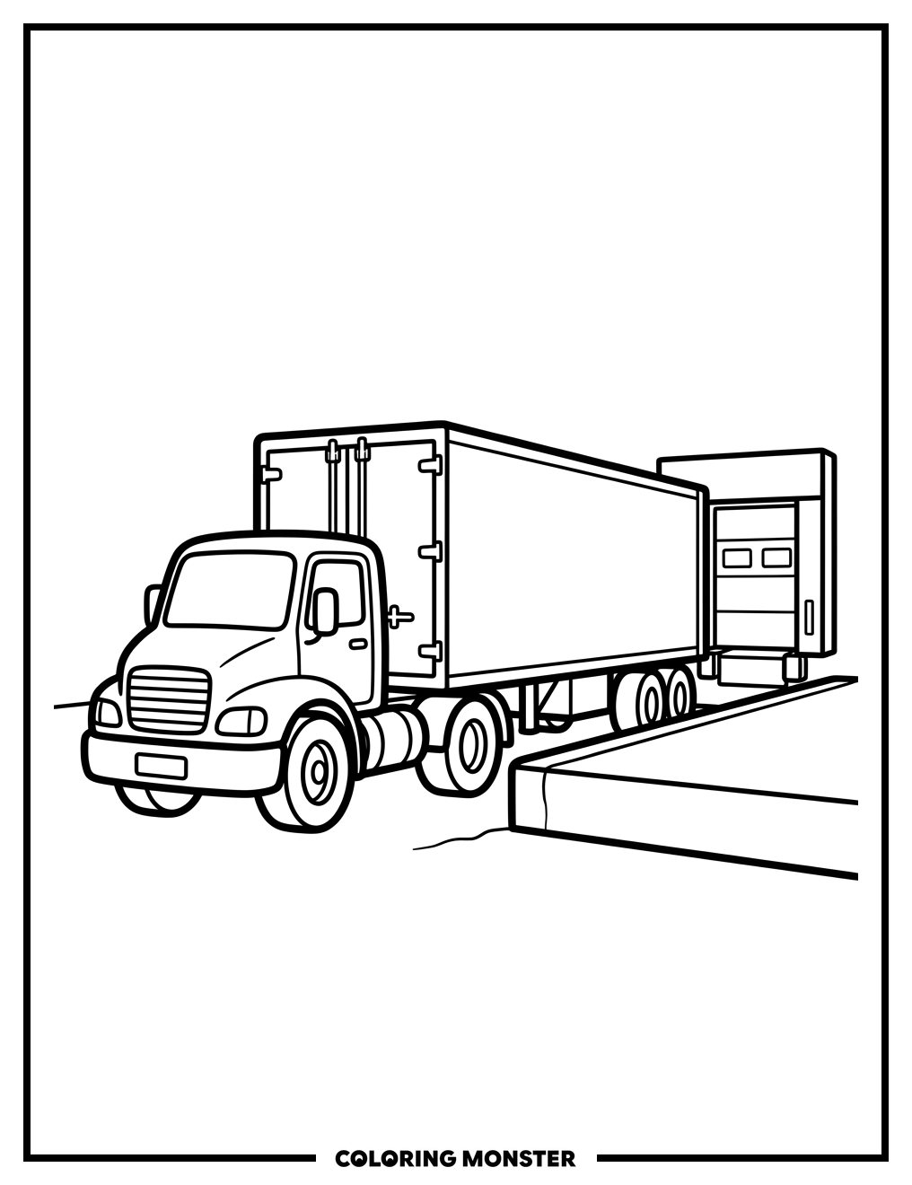 Semi Truck At Loading Dock Coloring Page