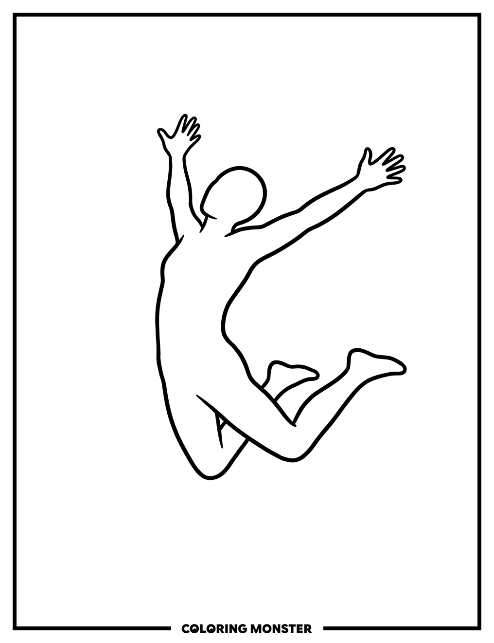 Shadow Figure Mid-Leap Coloring Page
