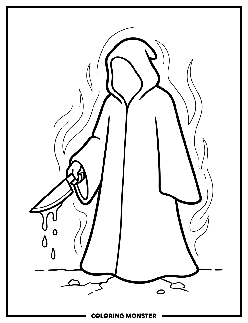 Shadowy Figure With Knife Coloring Page