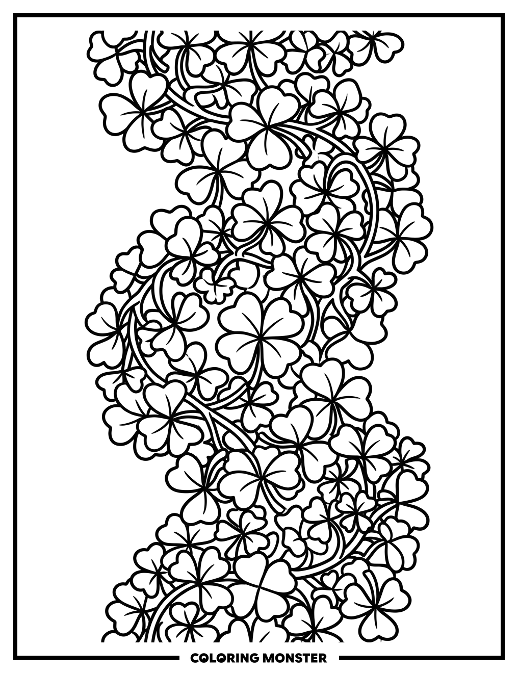 Shamrock Garland Border Coloring Page