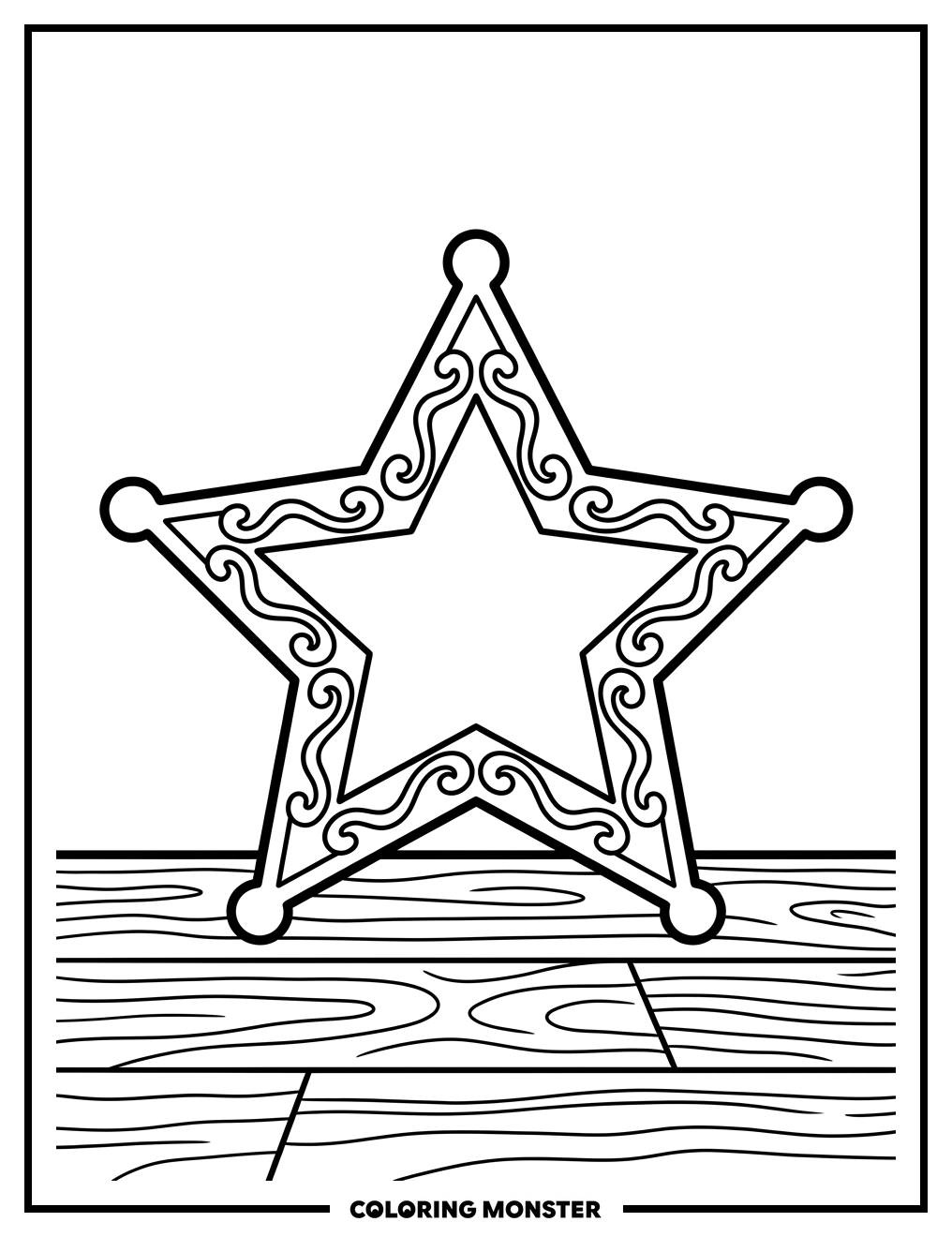 Sheriff's Star Badge Coloring Page