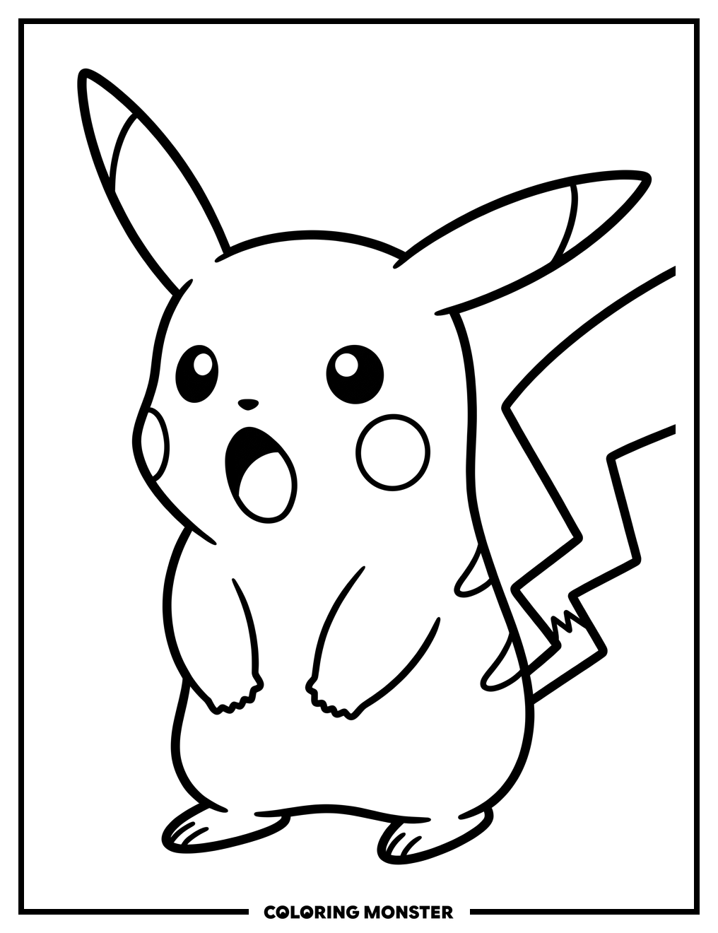Shocked Pikachu Coloring Page