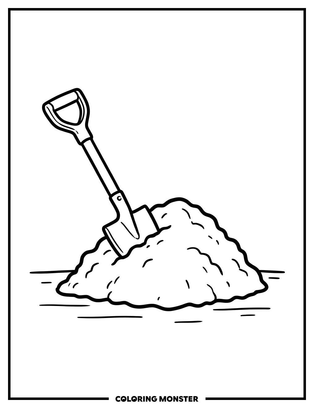 Shovel in Dirt Pile Coloring Page