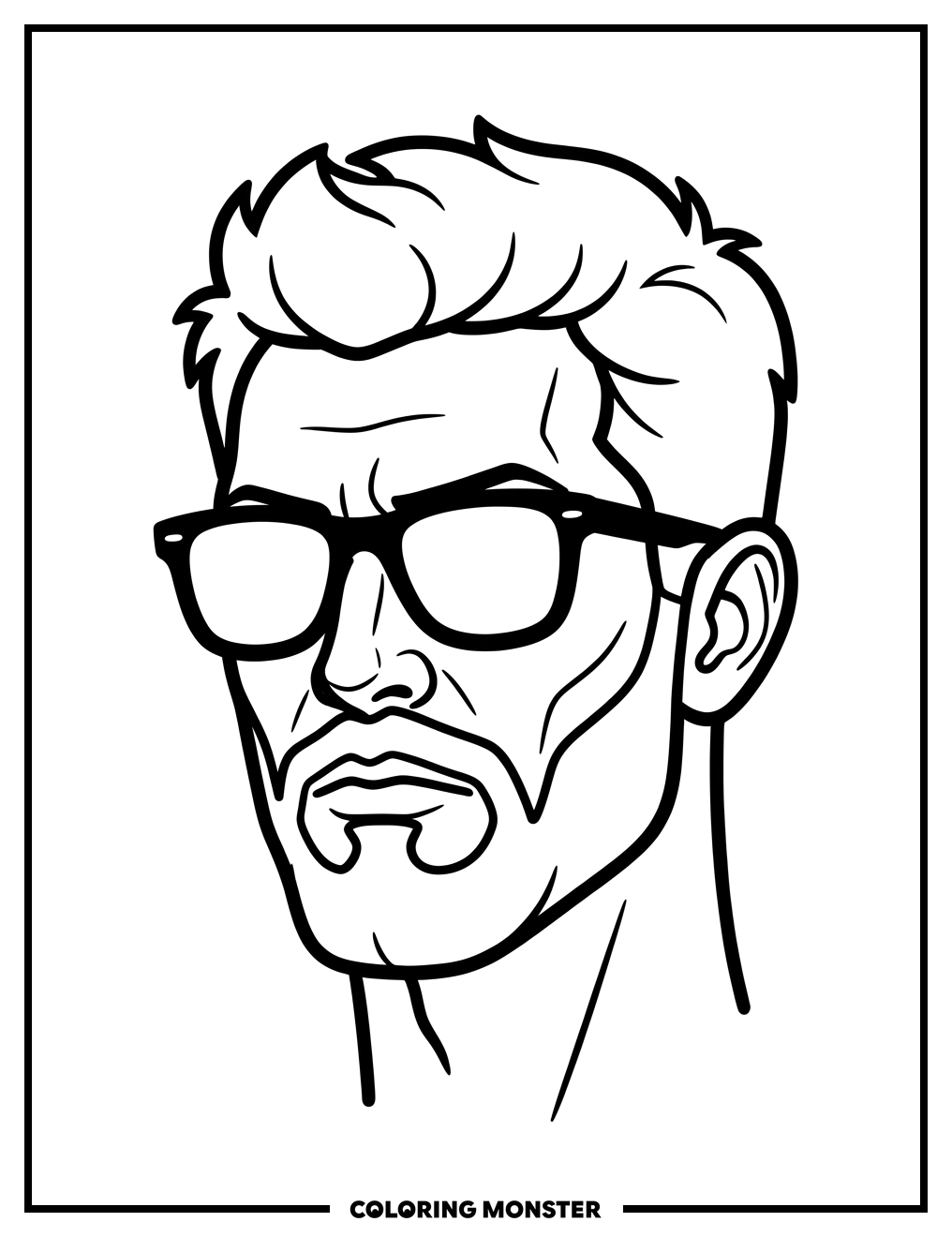 Sigma Male Face With Sunglasses Coloring Page
