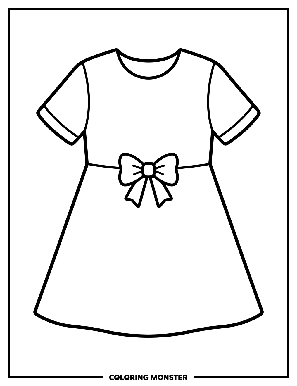 Simple A-Line Dress with Bow Coloring Page