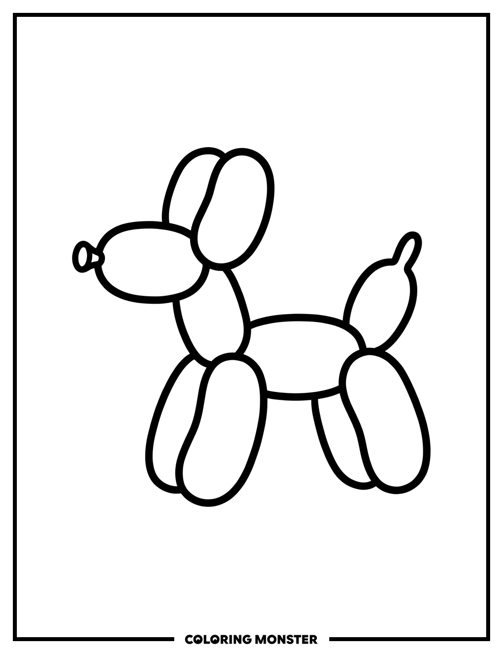 Simple Balloon Animal Dog Coloring Page
