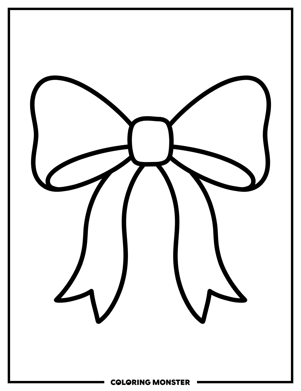 Simple Bow with Loops and Streamers Coloring Page