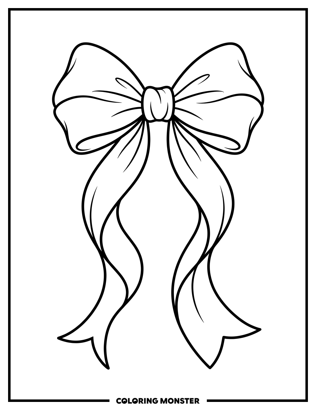 Simple Bow with Ribbons Coloring Page