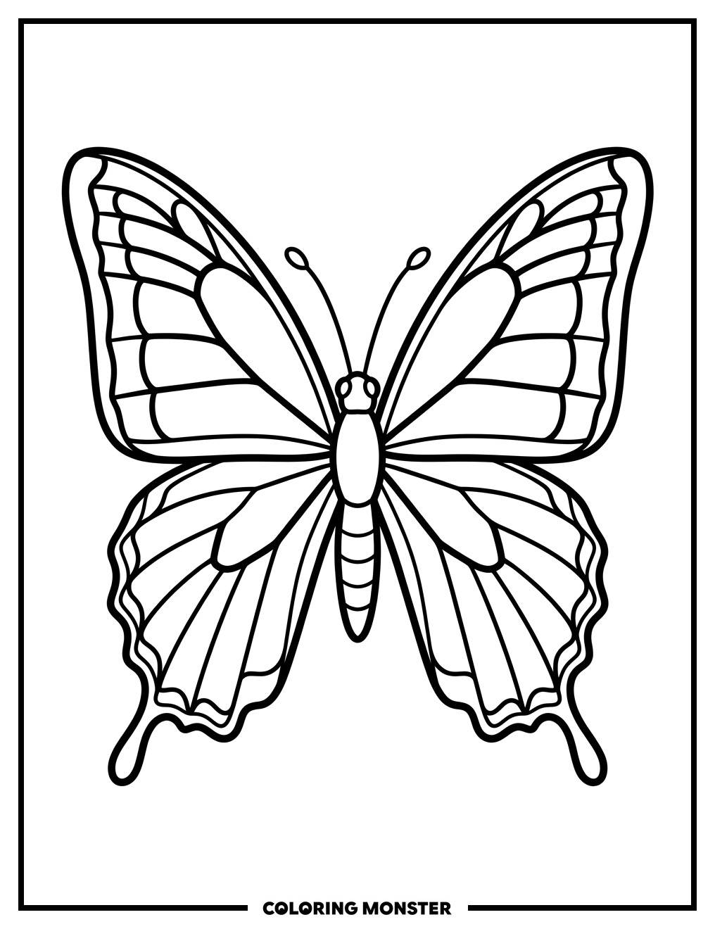 Simple Butterfly Outline Coloring Page
