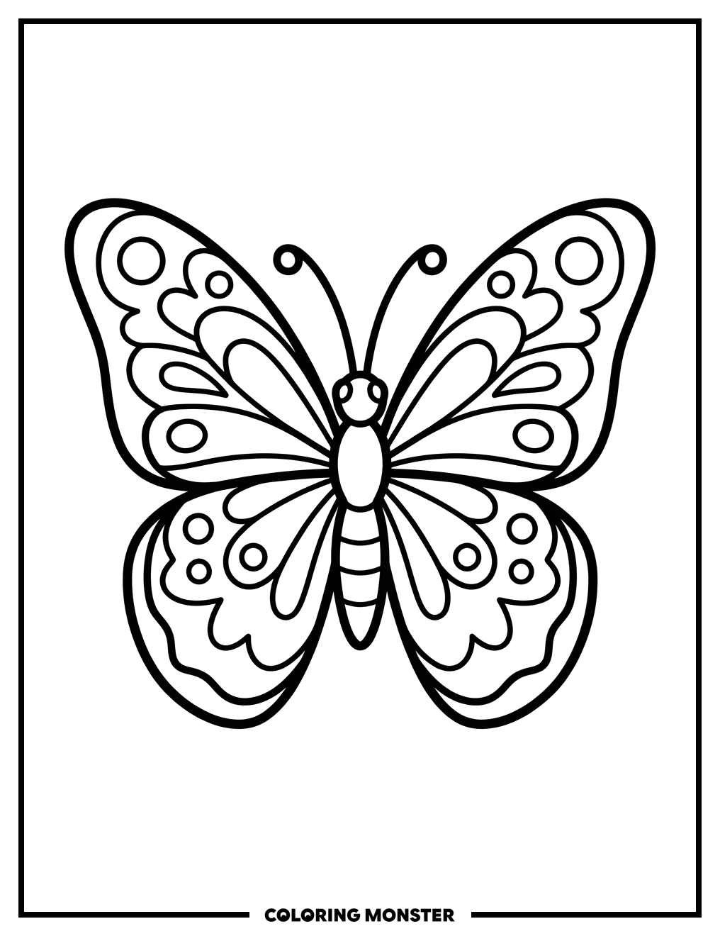 Simple Butterfly with Wide Open Wings Coloring Page