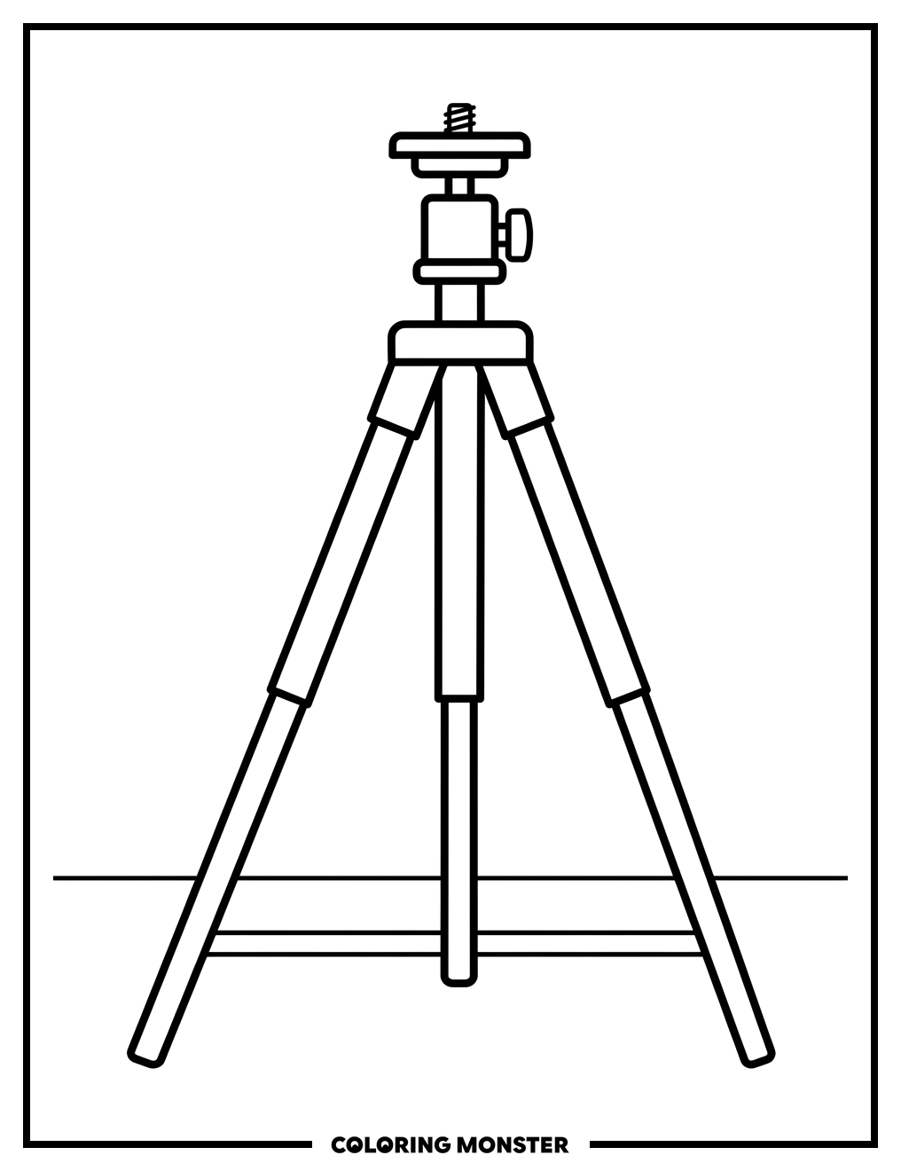Simple Camera Tripod Coloring Page
