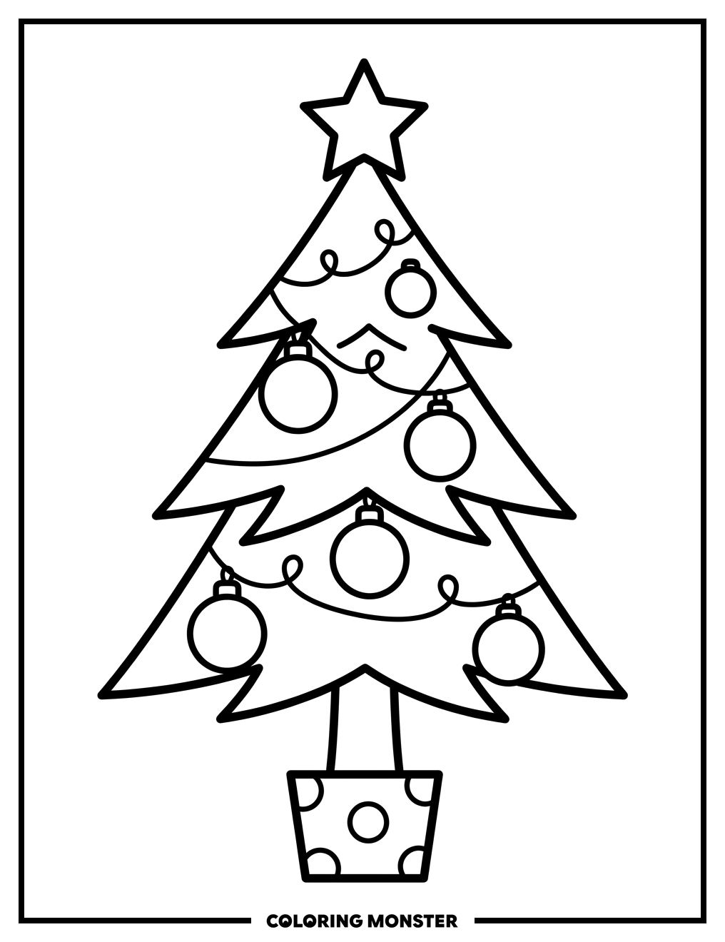 Simple Christmas Tree Coloring Page