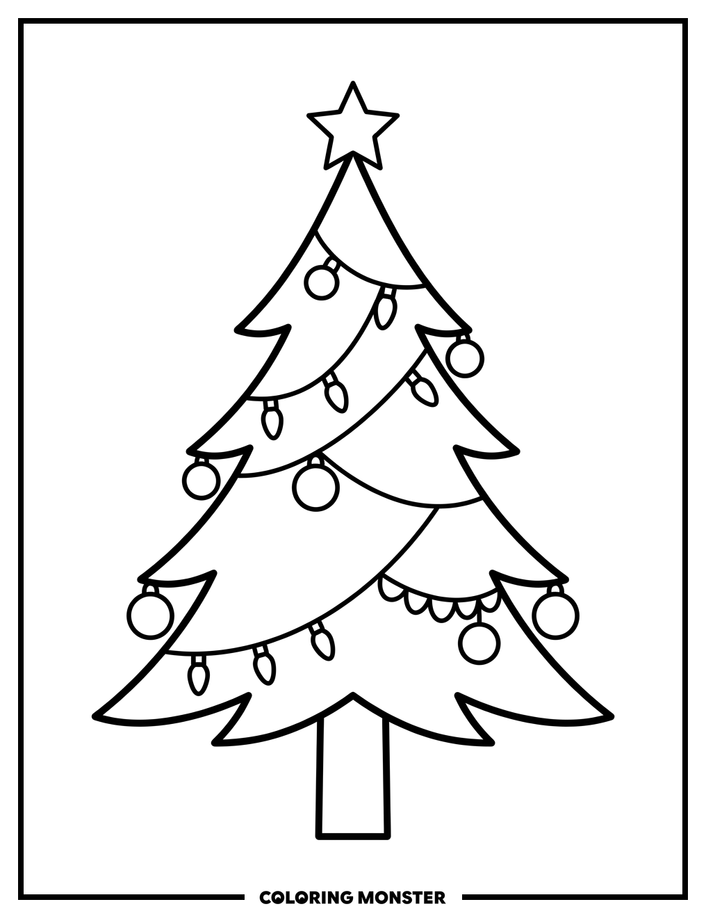 Simple Christmas Tree Outline Coloring Page