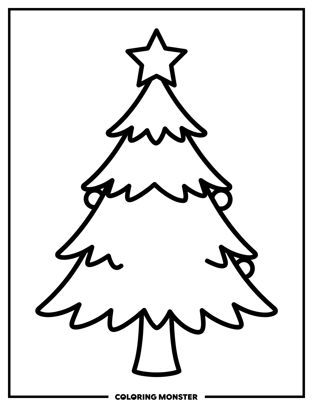 Simple Christmas Tree with Star Coloring Page