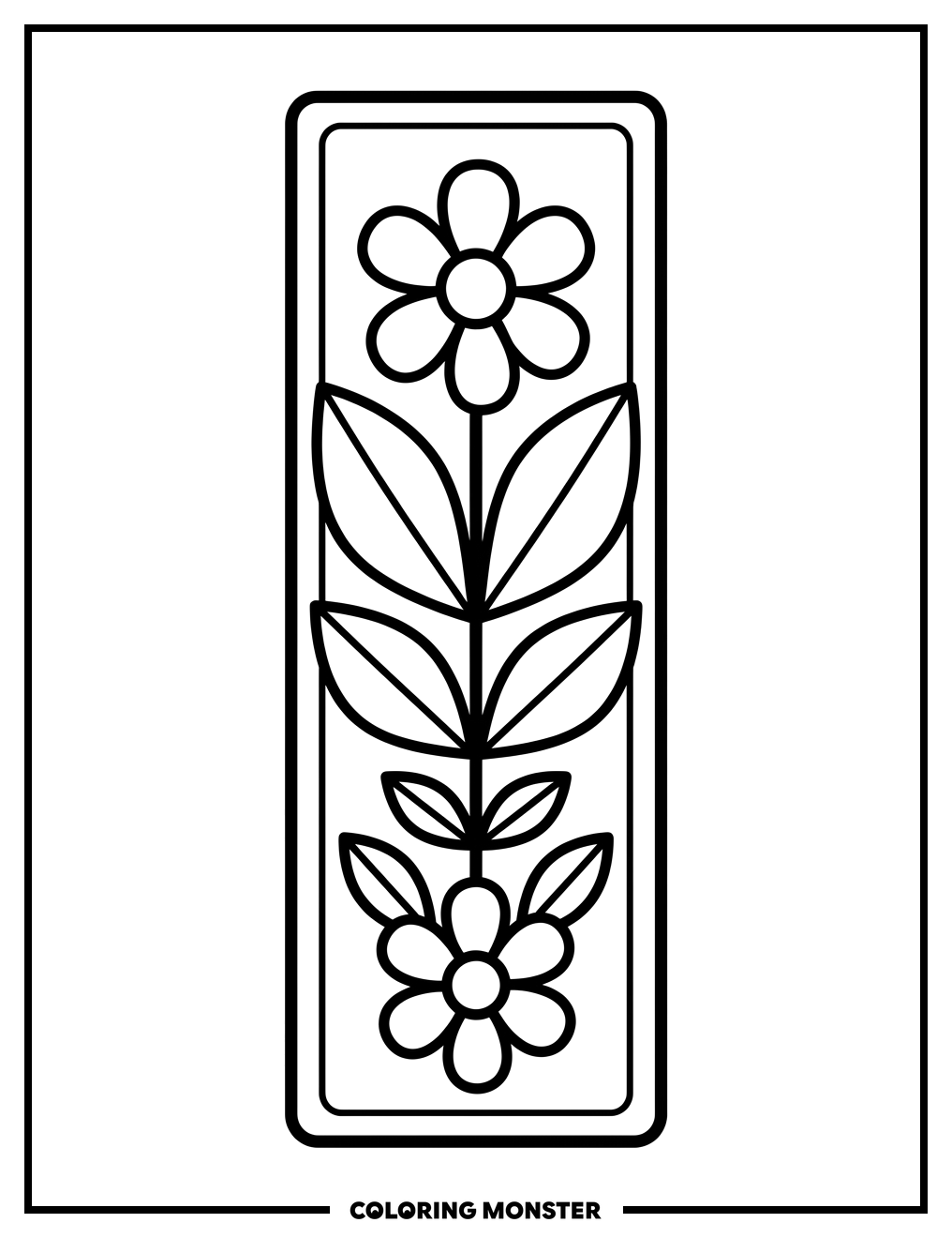 Simple Floral Bookmark Coloring Page