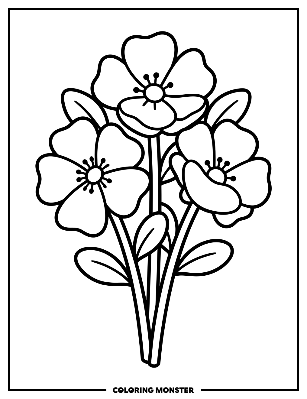 Simple Flower Bouquet Coloring Page