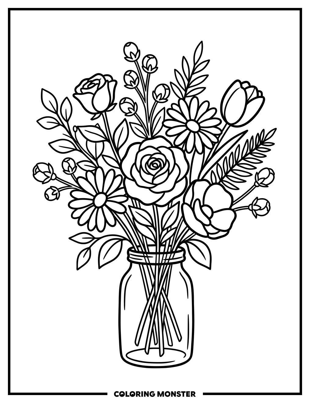 Simple Flower Bouquet Coloring Page
