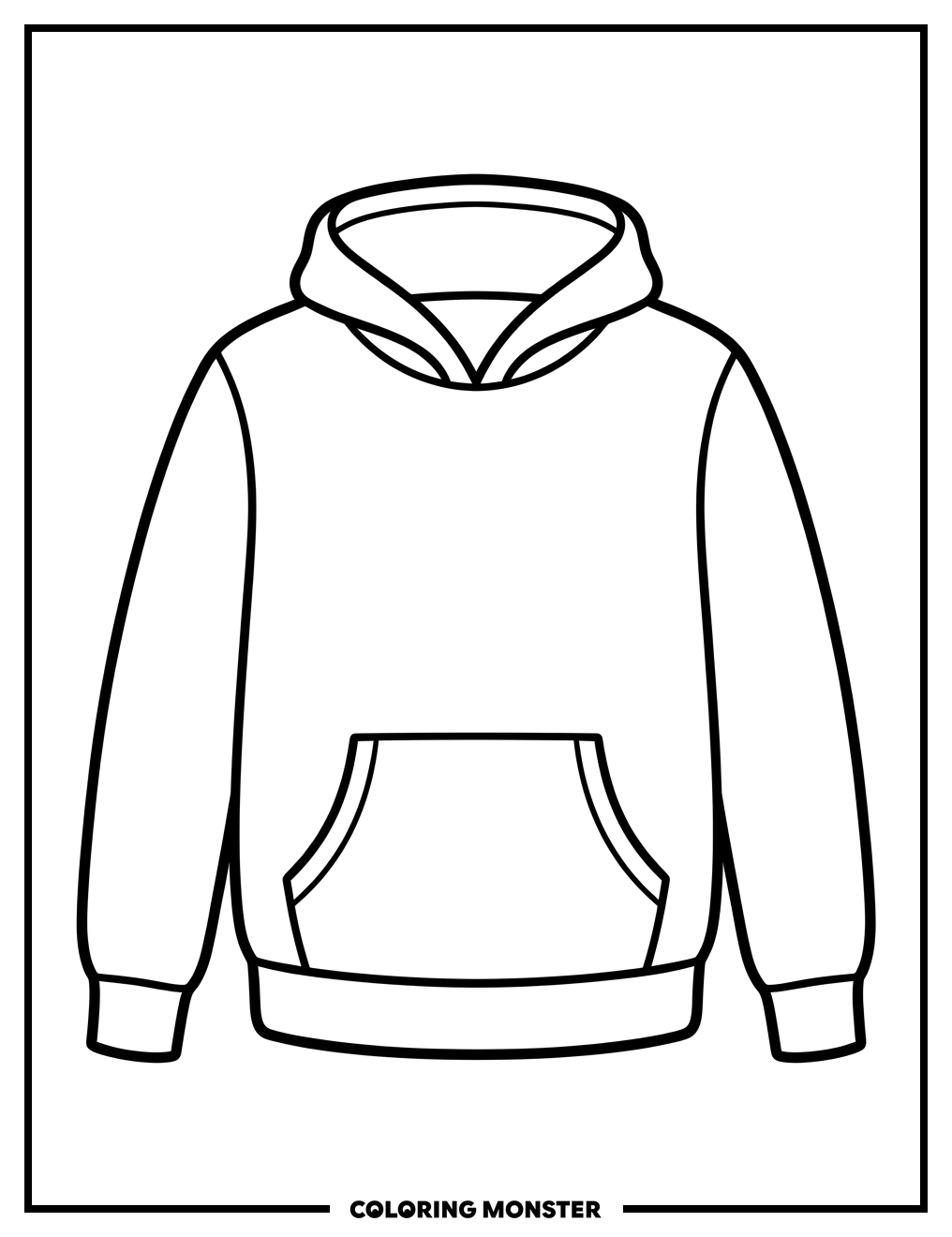Simple Hoodie Laid Flat Coloring Page