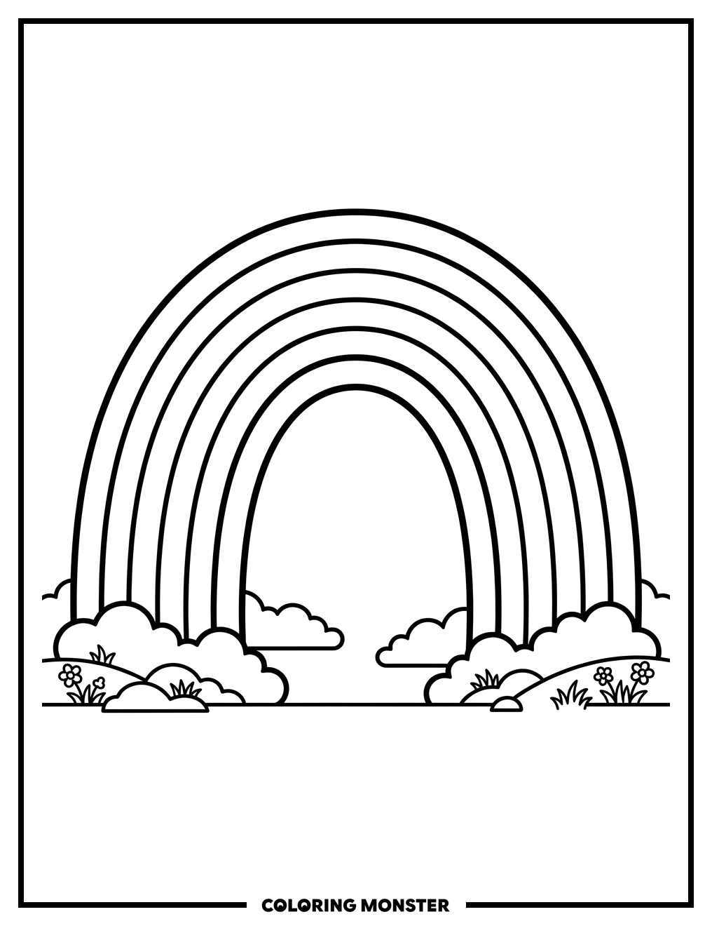 Simple Rainbow Arc Coloring Page