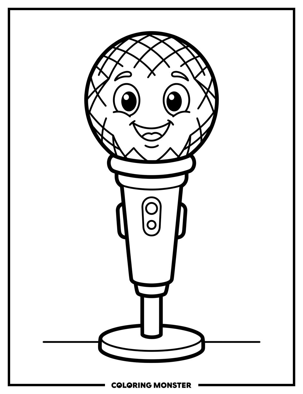 Singing Cartoon Microphone Coloring Page