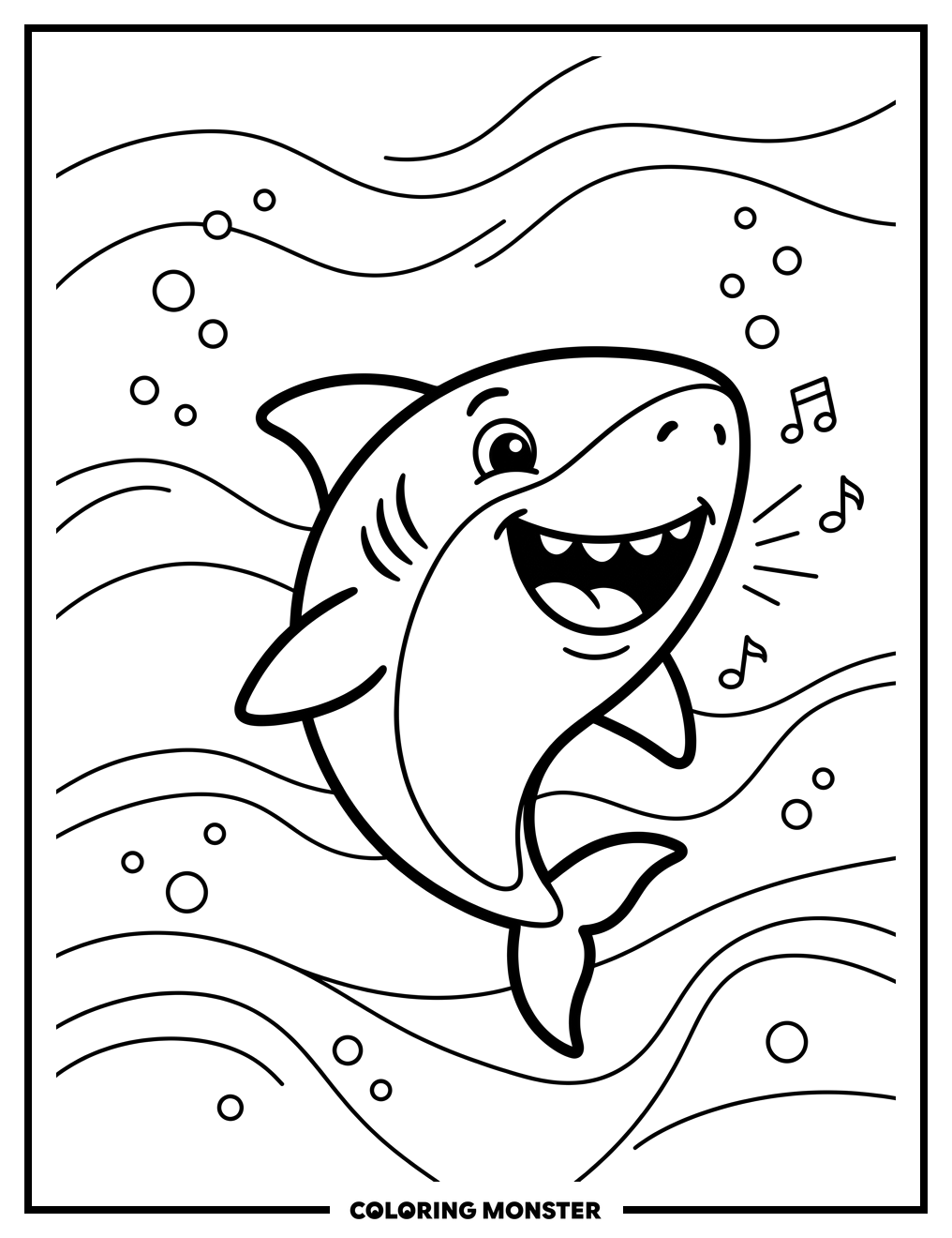 Singing Mommy Shark Coloring Page