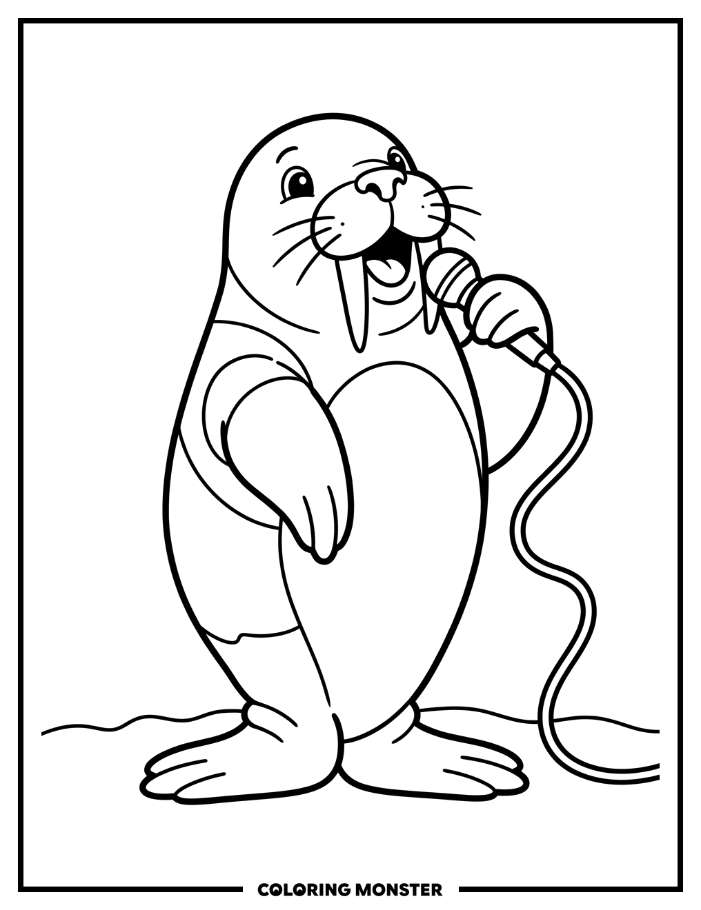 Singing Walrus Coloring Page