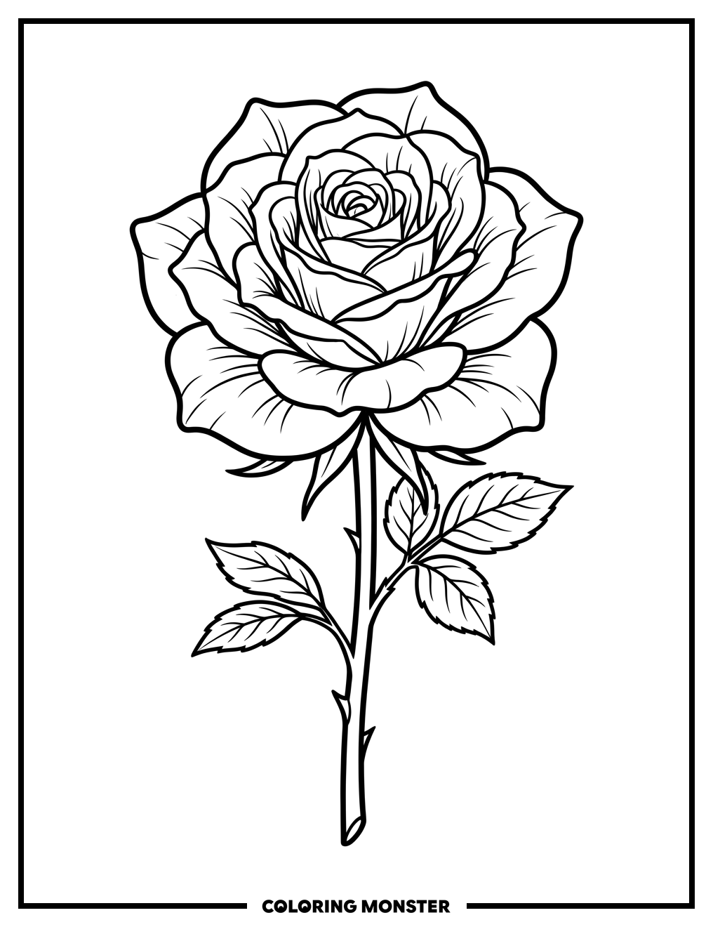 Single Blooming Rose Coloring Page
