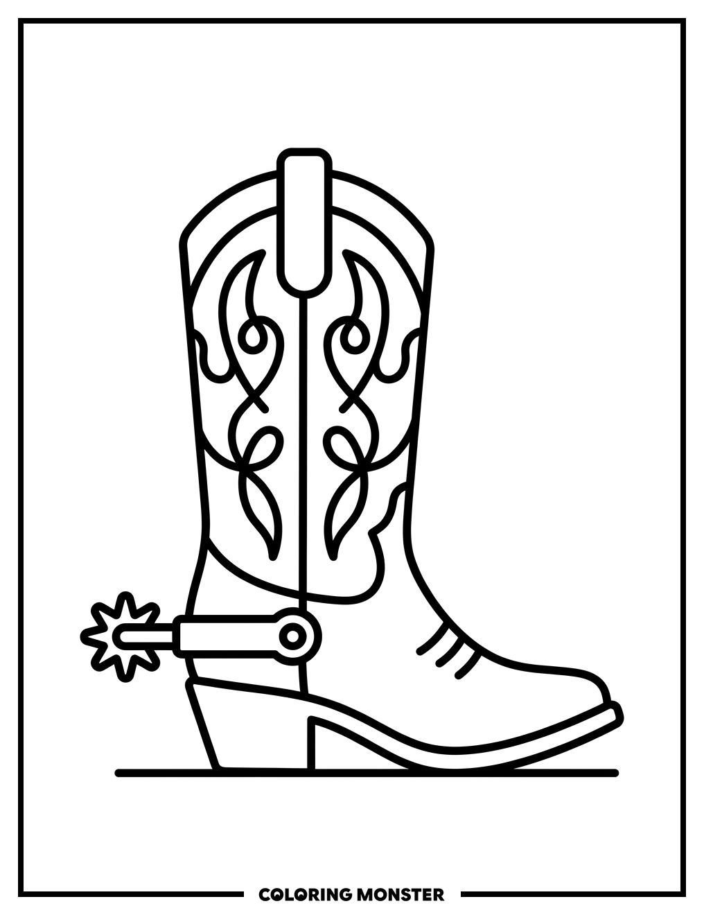 Single Cowboy Boot Coloring Page
