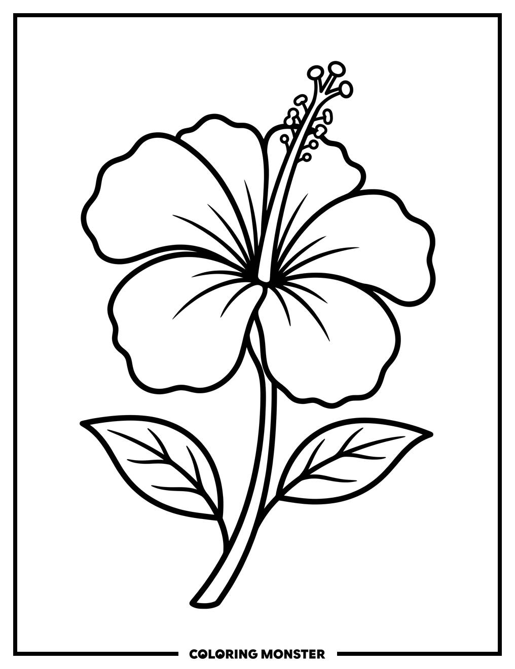 Single Hibiscus Flower Coloring Page