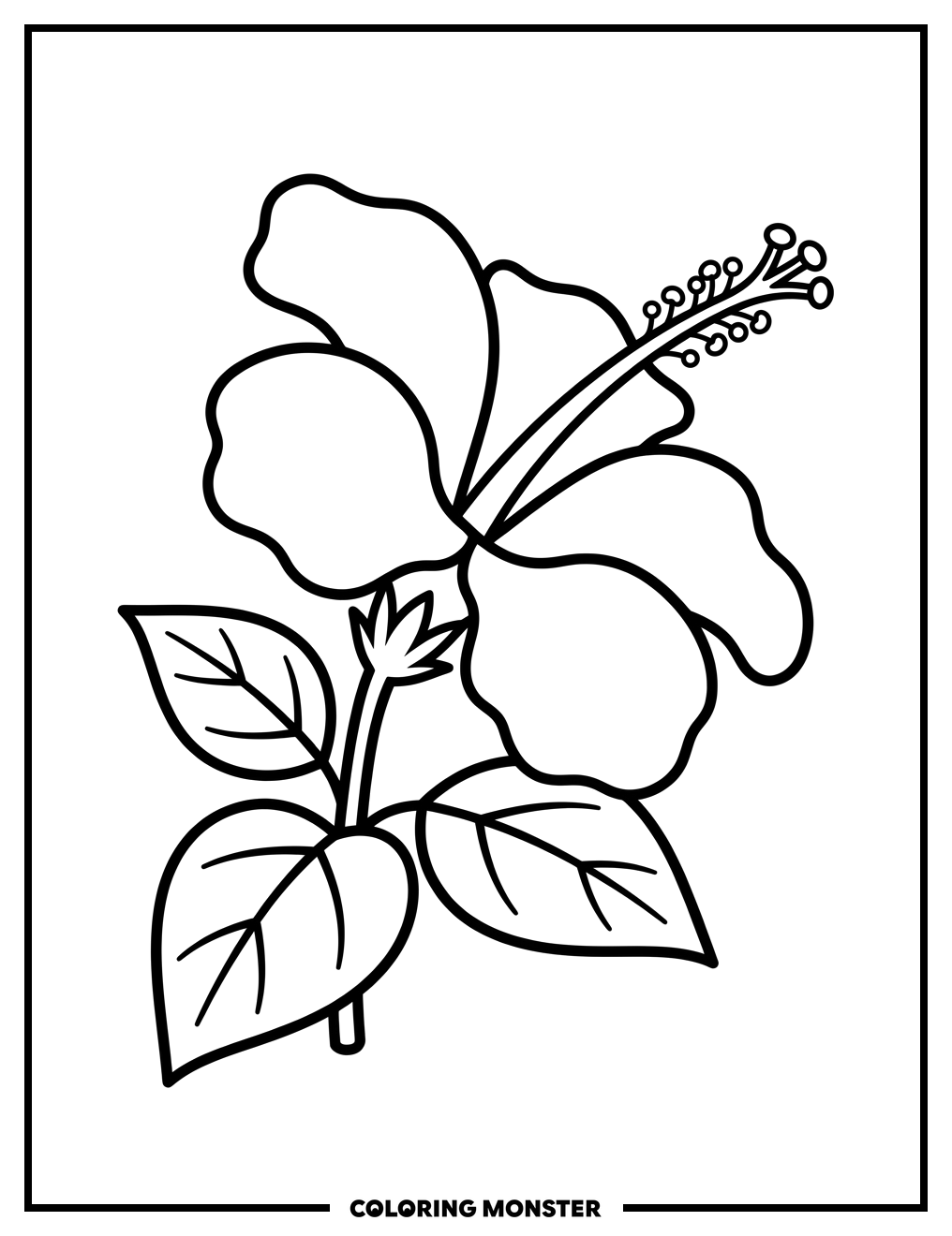 Single Hibiscus Flower Coloring Page