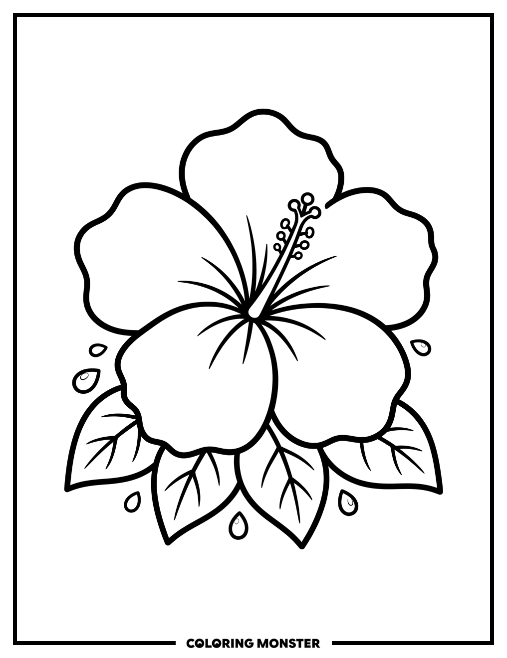 Single Large Hibiscus Flower Coloring Page