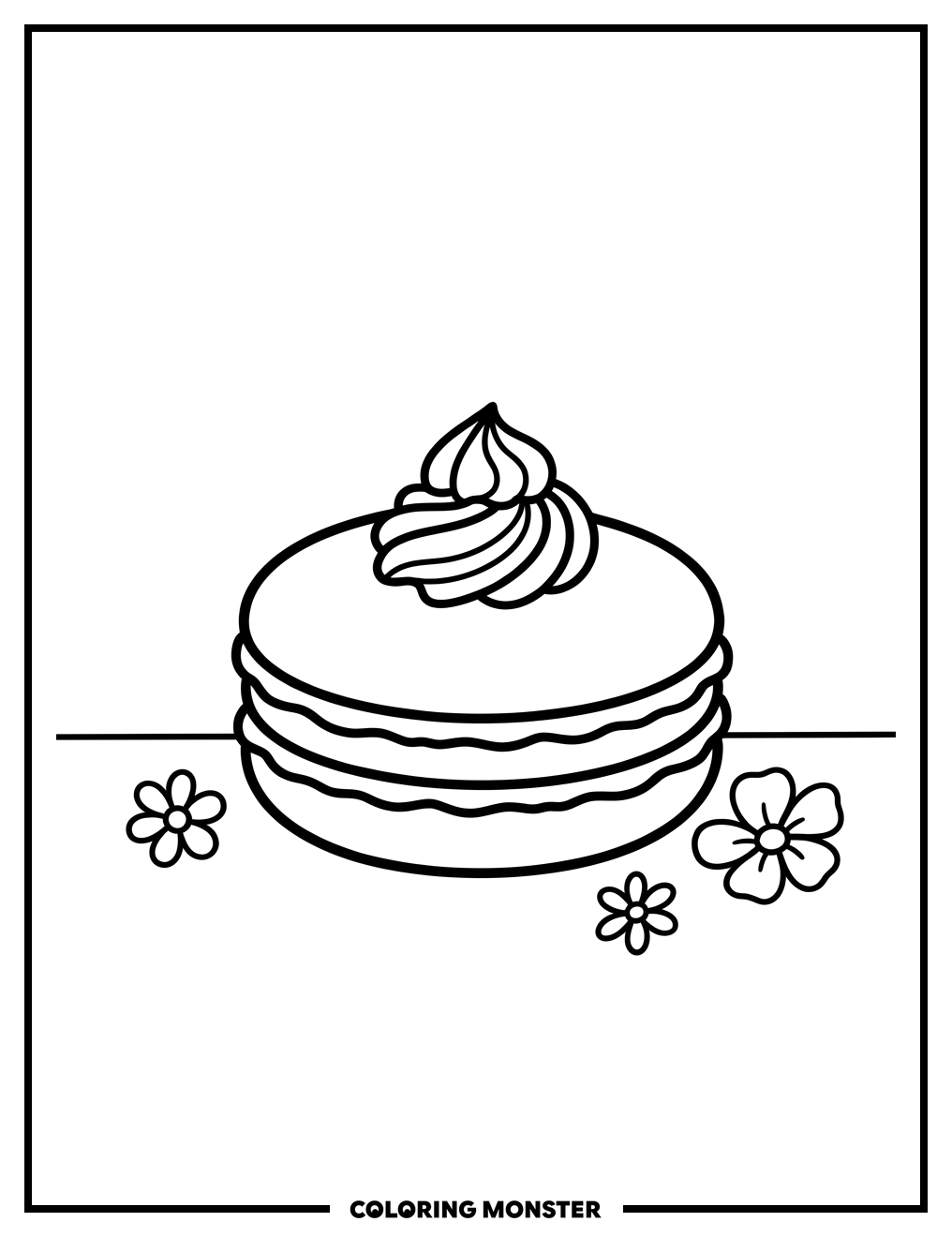 Single Macaroon with Frosting Swirls Coloring Page