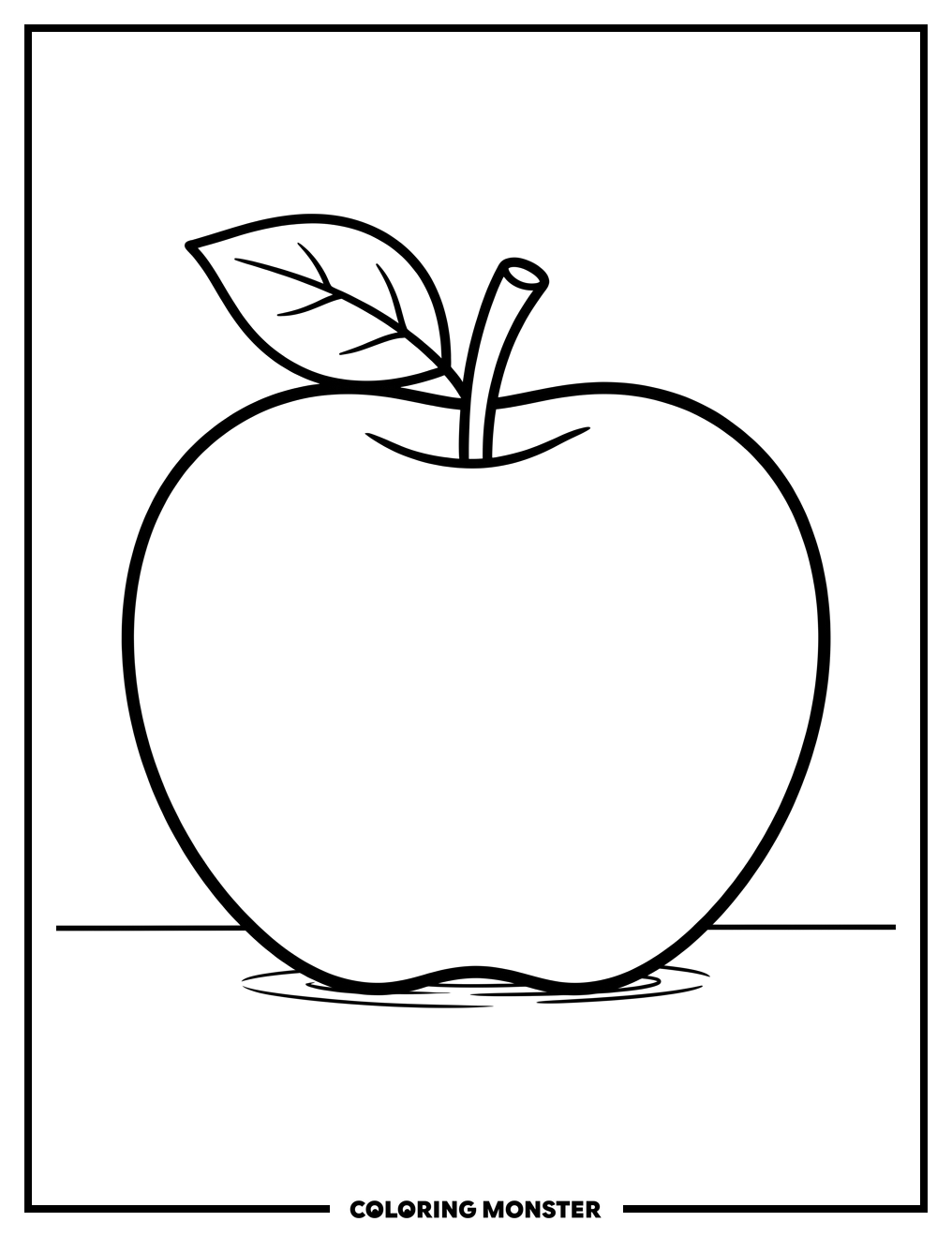 Single Red Apple Coloring Page