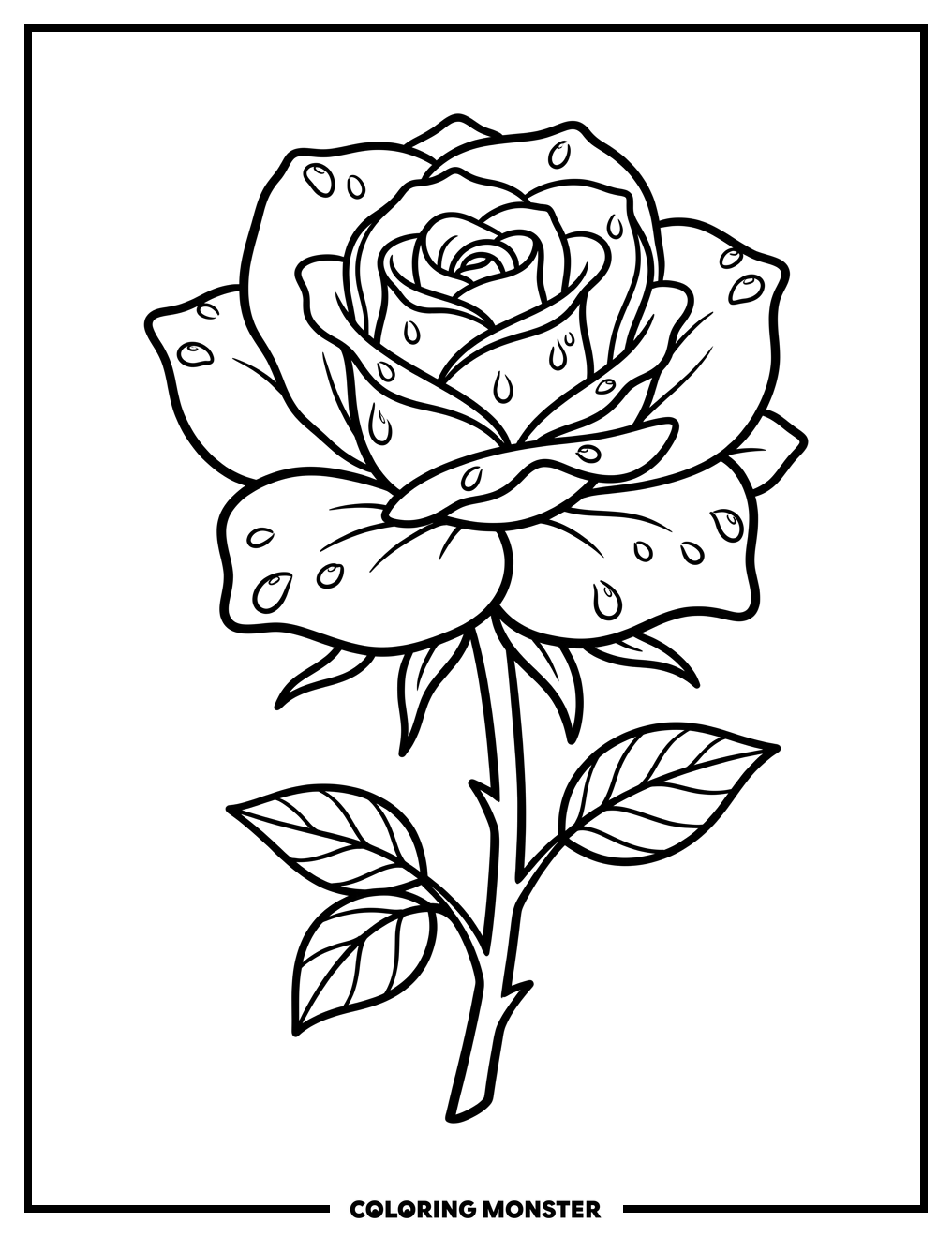 Single Rose in Bloom Coloring Page