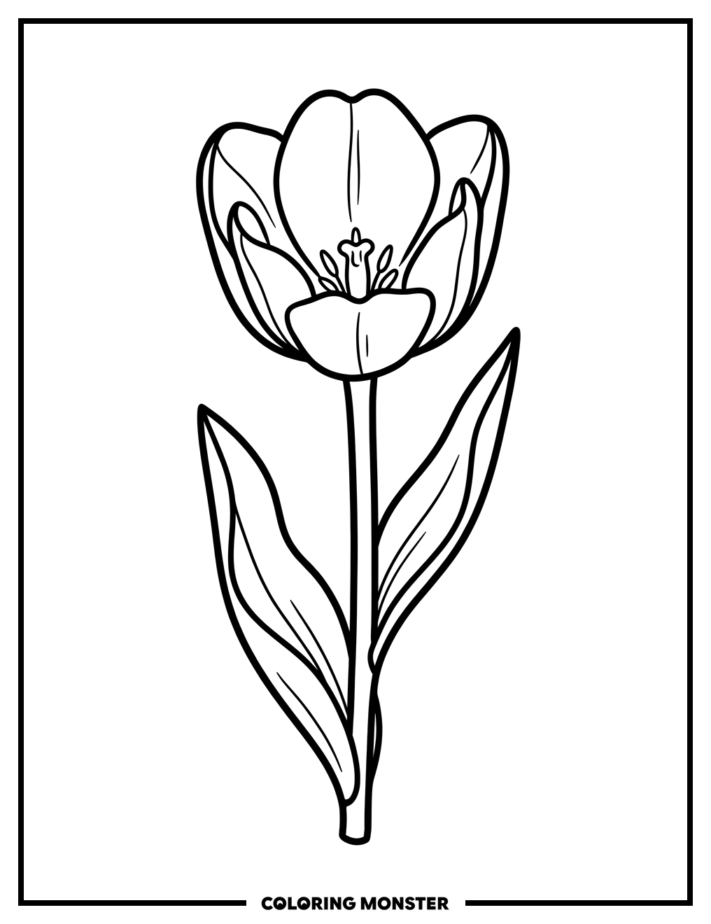 Single Tulip Flower Coloring Page