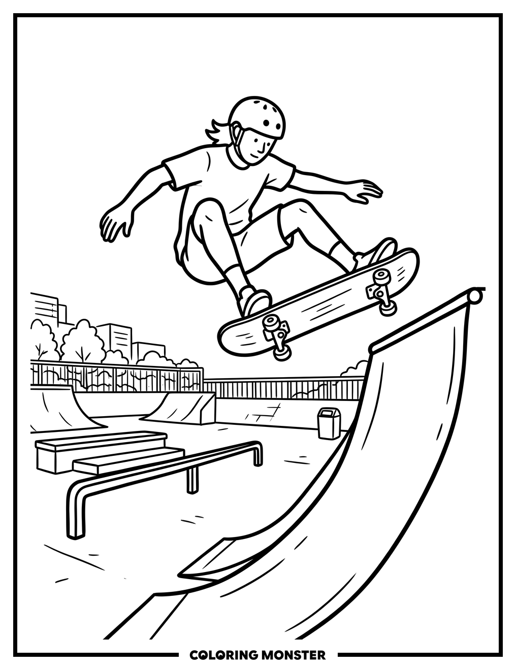 Skate Park Trick Coloring Page