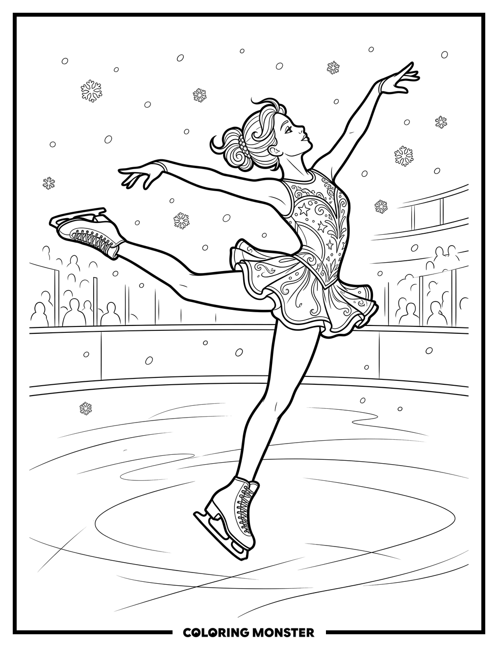 Skater Performing Mid-Air Jump Coloring Page
