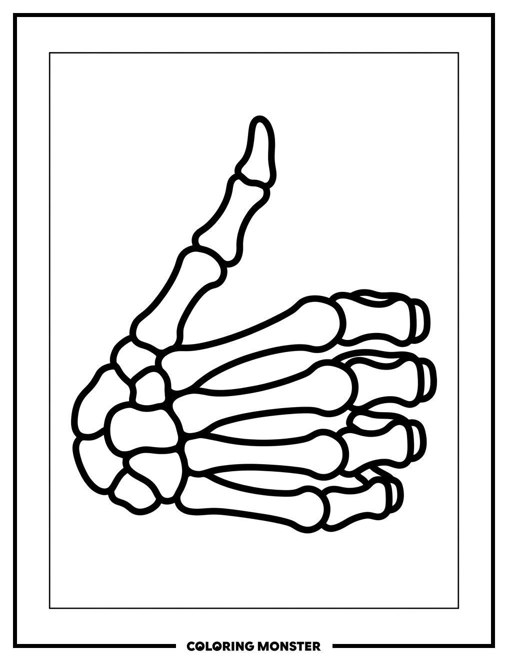 Skeleton Hand Thumbs Up Coloring Page