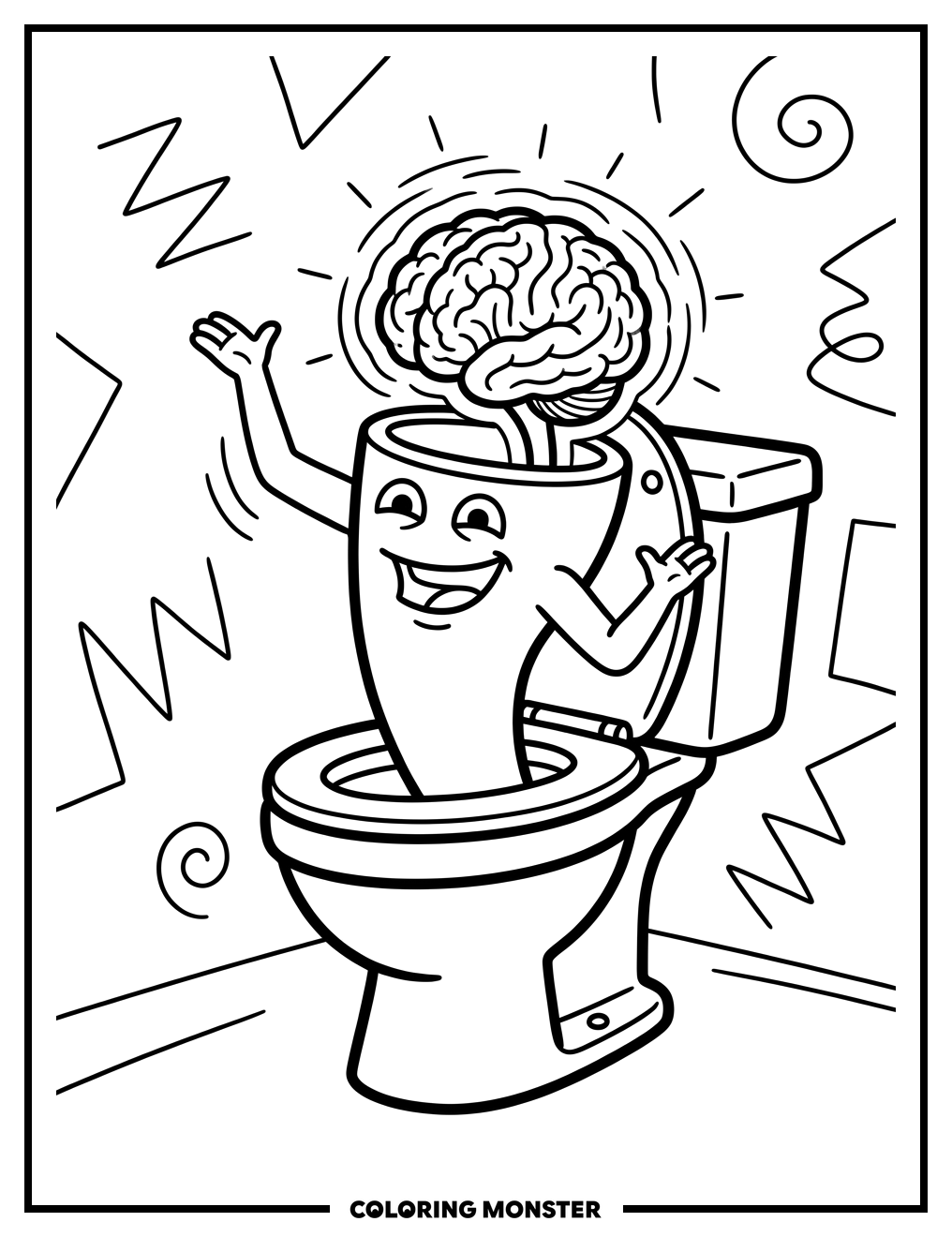 Skibidi Toilet Brain Glow Coloring Page