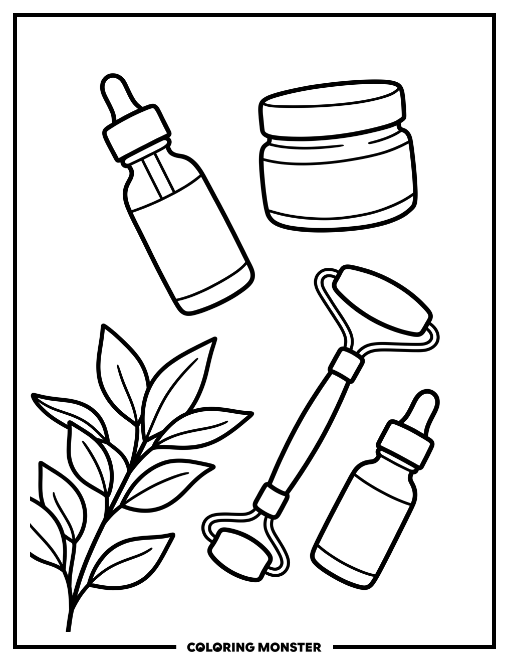 Skincare Flat Lay Arrangement Coloring Page