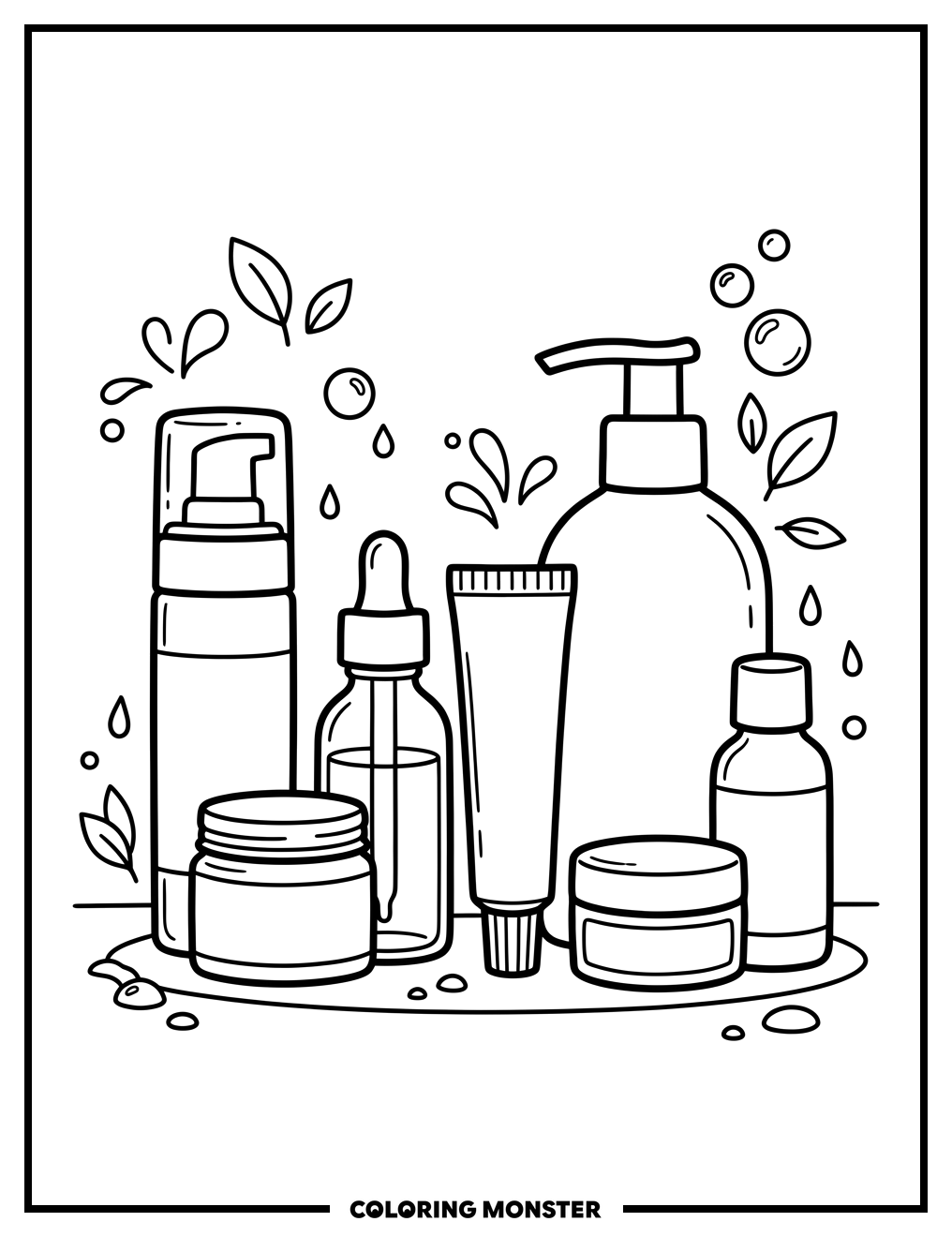 Skincare Products Still Life Coloring Page