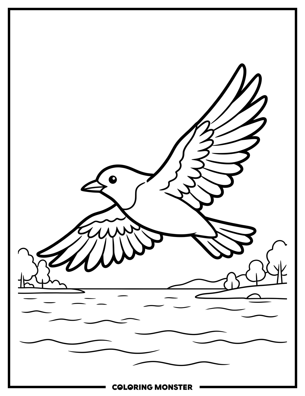 Skipper Bird In Flight Coloring Page