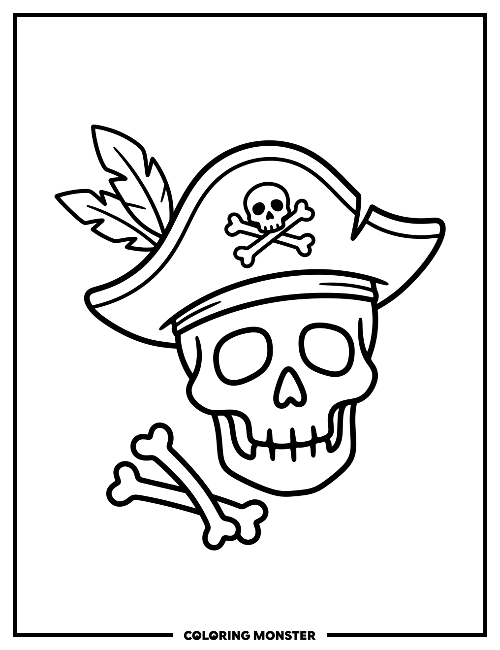 Skull Wearing A Pirate Hat Coloring Page