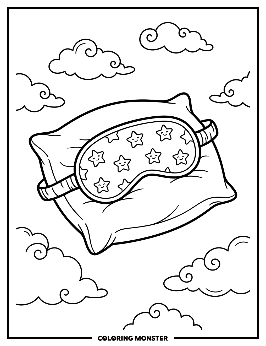 Sleeping Mask with Stars Coloring Page
