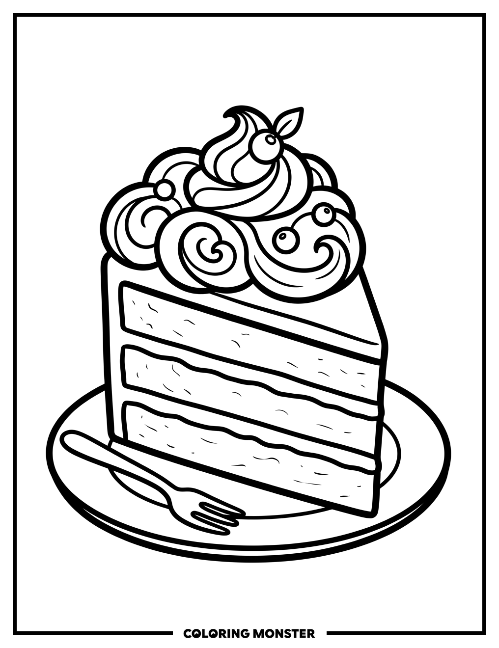 Slice of Layered Cake Coloring Page