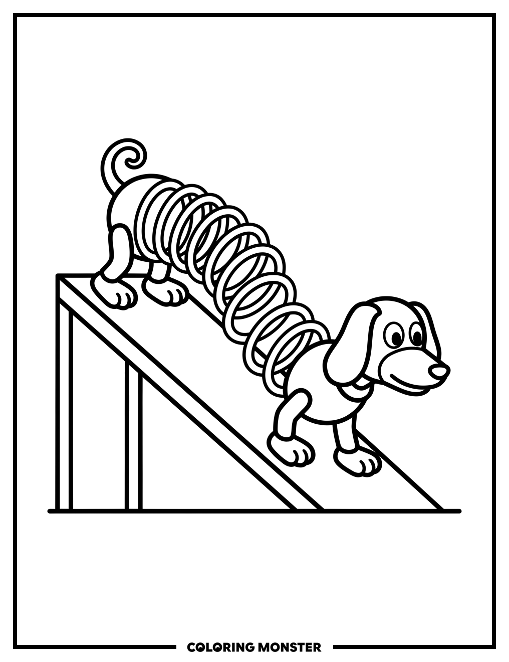 Slinky Dog Toy on Ramp Coloring Page