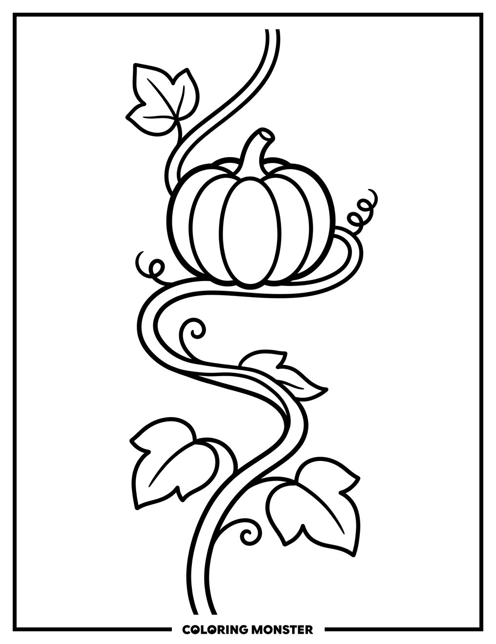 Small Pumpkin on Vine Coloring Page
