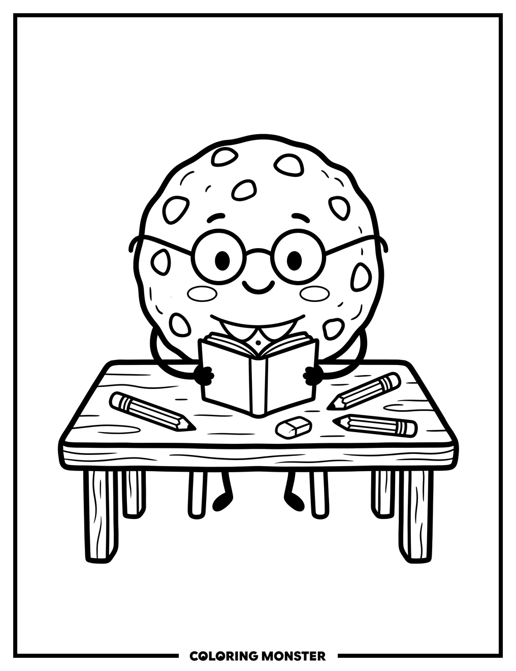 Smart Cookie Reading Coloring Page