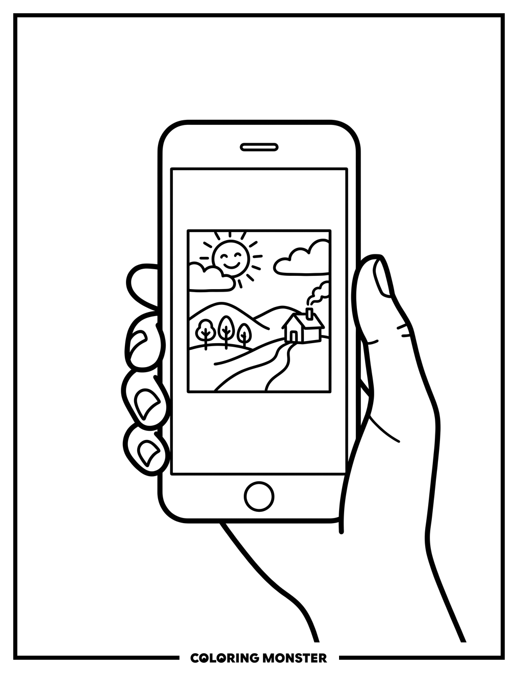 Smartphone Displaying a Photo Coloring Page